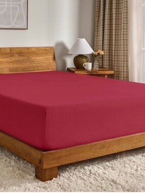 Bare Home|  Red Fitted Sheet 100 % Cotton (flannel)